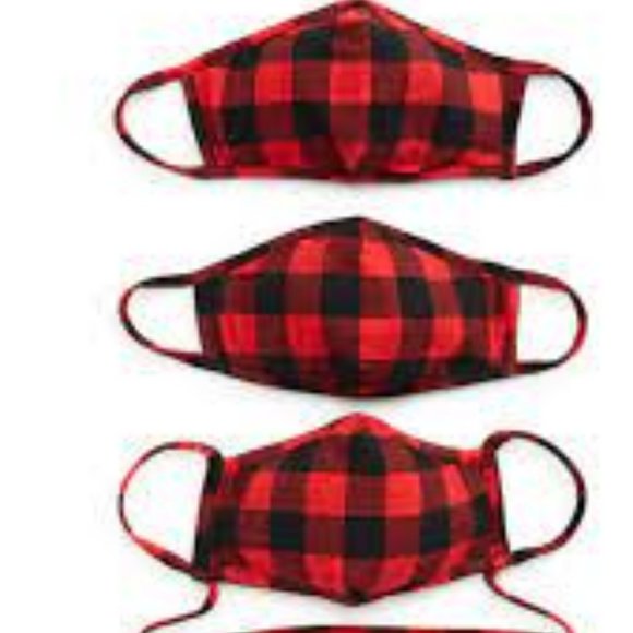 NWT NORDSTROM FAMILY 4 PACK FACE MASKS BUFFALO PLAID 2 ADULT & 2 BIG KIDS - Picture 1 of 6